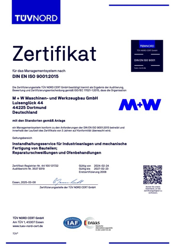 121722_M + W Maschinen- und Werkzeugbau GmbH_QM 1. ÜA 25_Deutsch_HZERT_25_JS_PDF